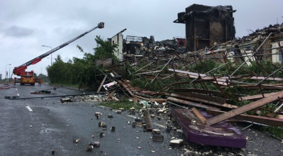 Bristol Premier Inn partly demolished following massive fire