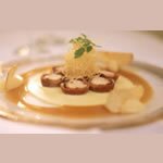 Roast saddle of farmed rabbit with Bramley apple and parsnip purées – by Martin Wishart