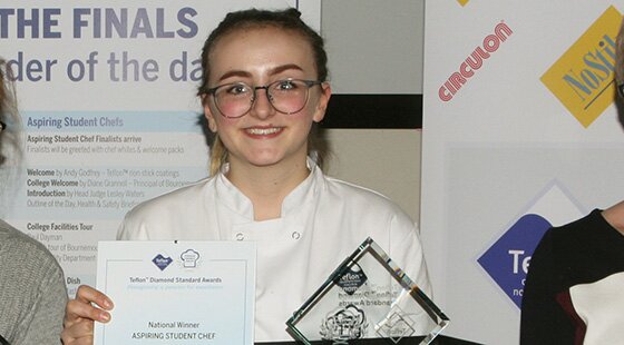 Lily Stock takes the Aspiring Student Chef title at the Teflon Diamond Standards Awards