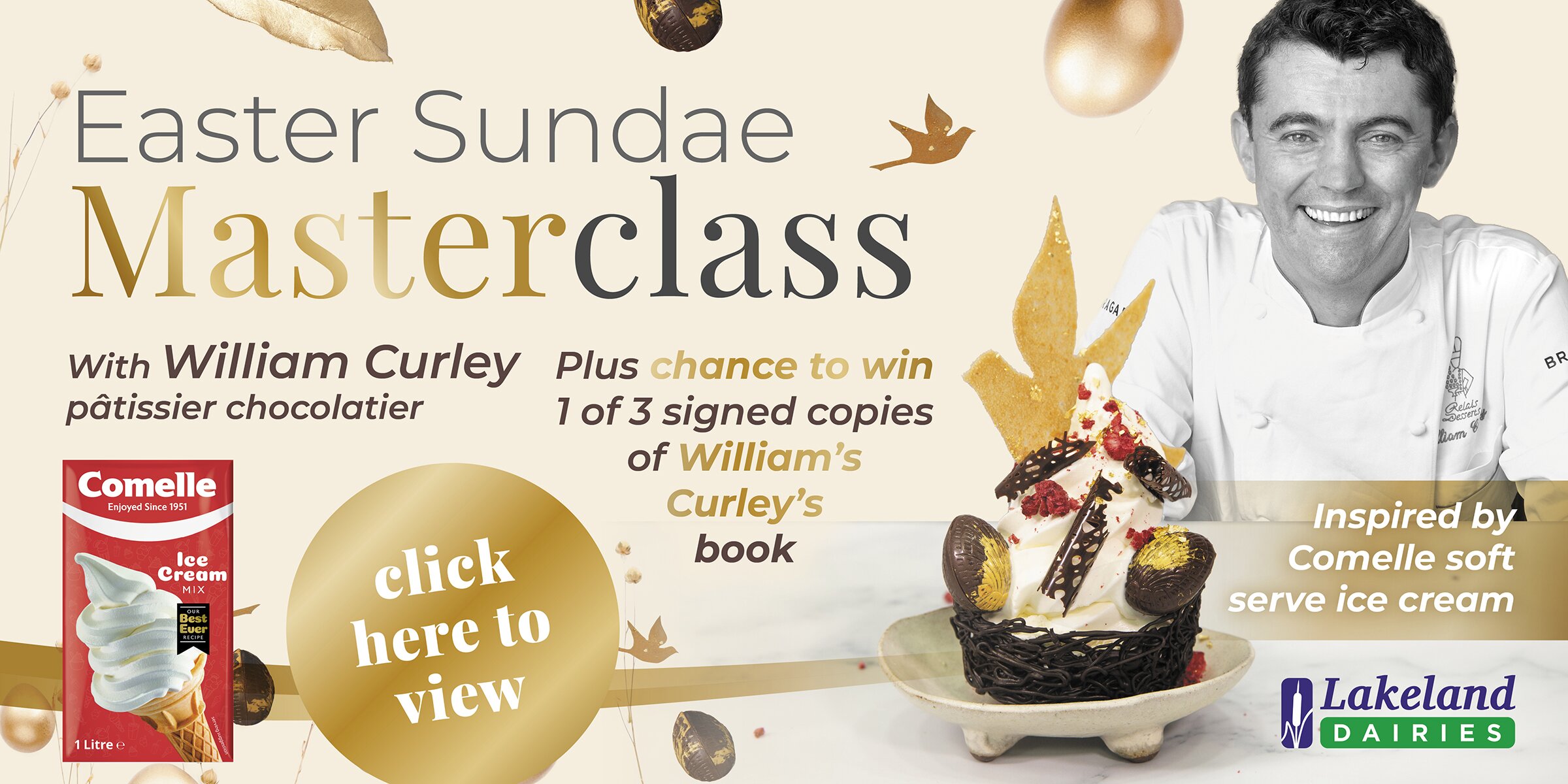 Watch brand new William Curley Ice Cream Sundae Masterclass inspired by Comelle soft serve ice cream