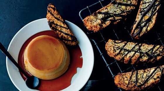 Recipe of the week: Espresso crème caramel with pistachio biscotti