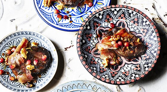 Recipe of the week: Wood pigeon with lardo, pomegranate molasses and salted walnuts