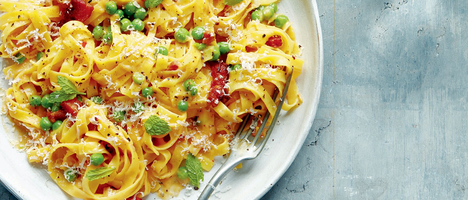 Recipe of the week: carbonara with mint and peas