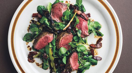 Recipe of the week: warm salad of pigeon breast, charred spring onion and bacon