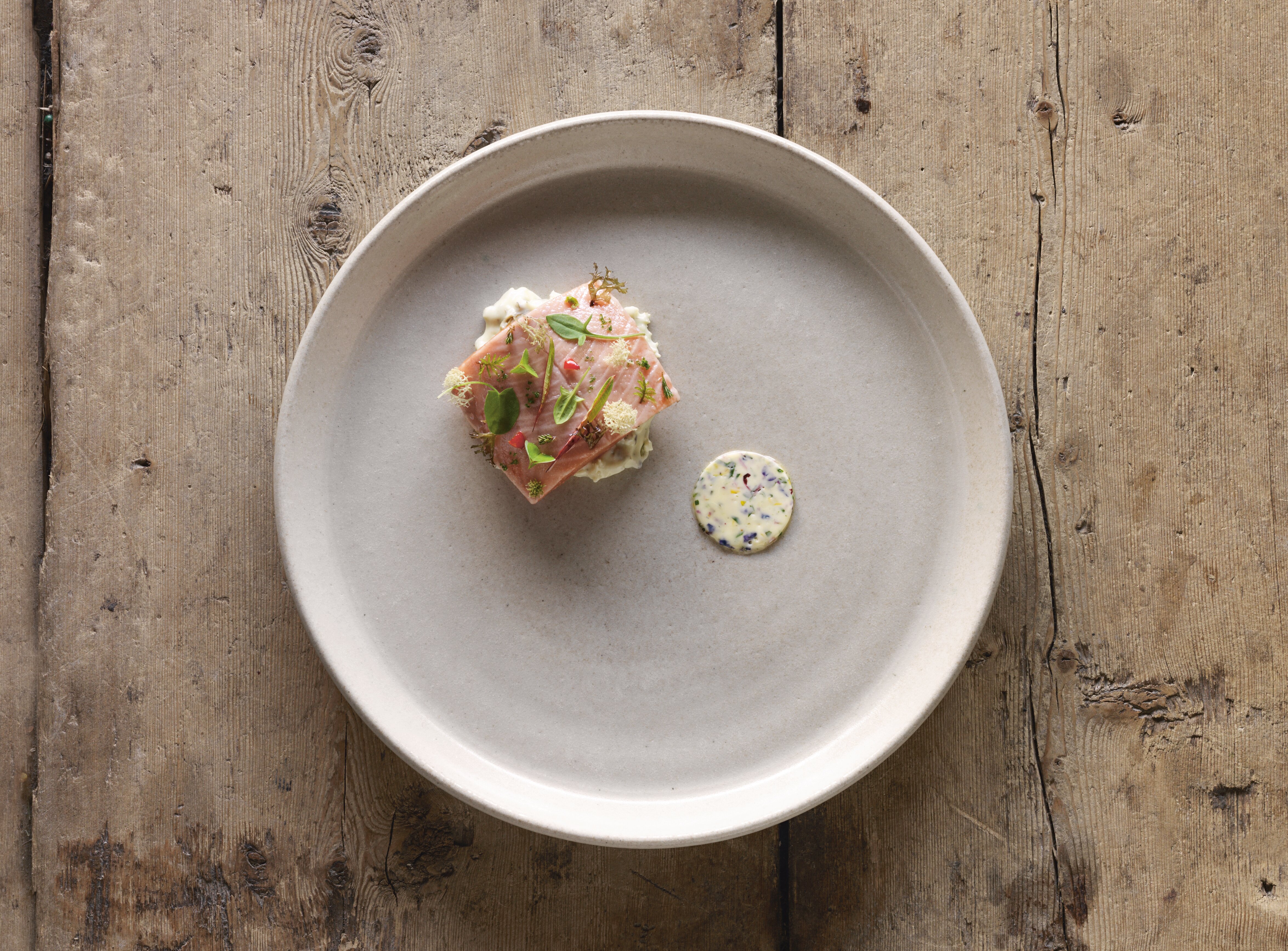 Recipe: Magnus Nilsson's carefully boiled trout, bog butter and porridge of lichens prepared in lye