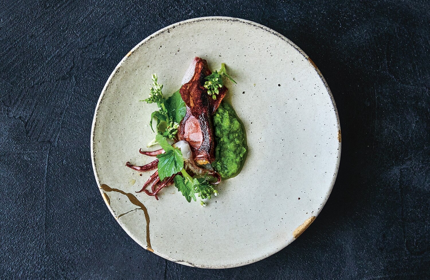 Recipe of the week: Yoshihiro Imai's squid, peas and wasabi flowers 