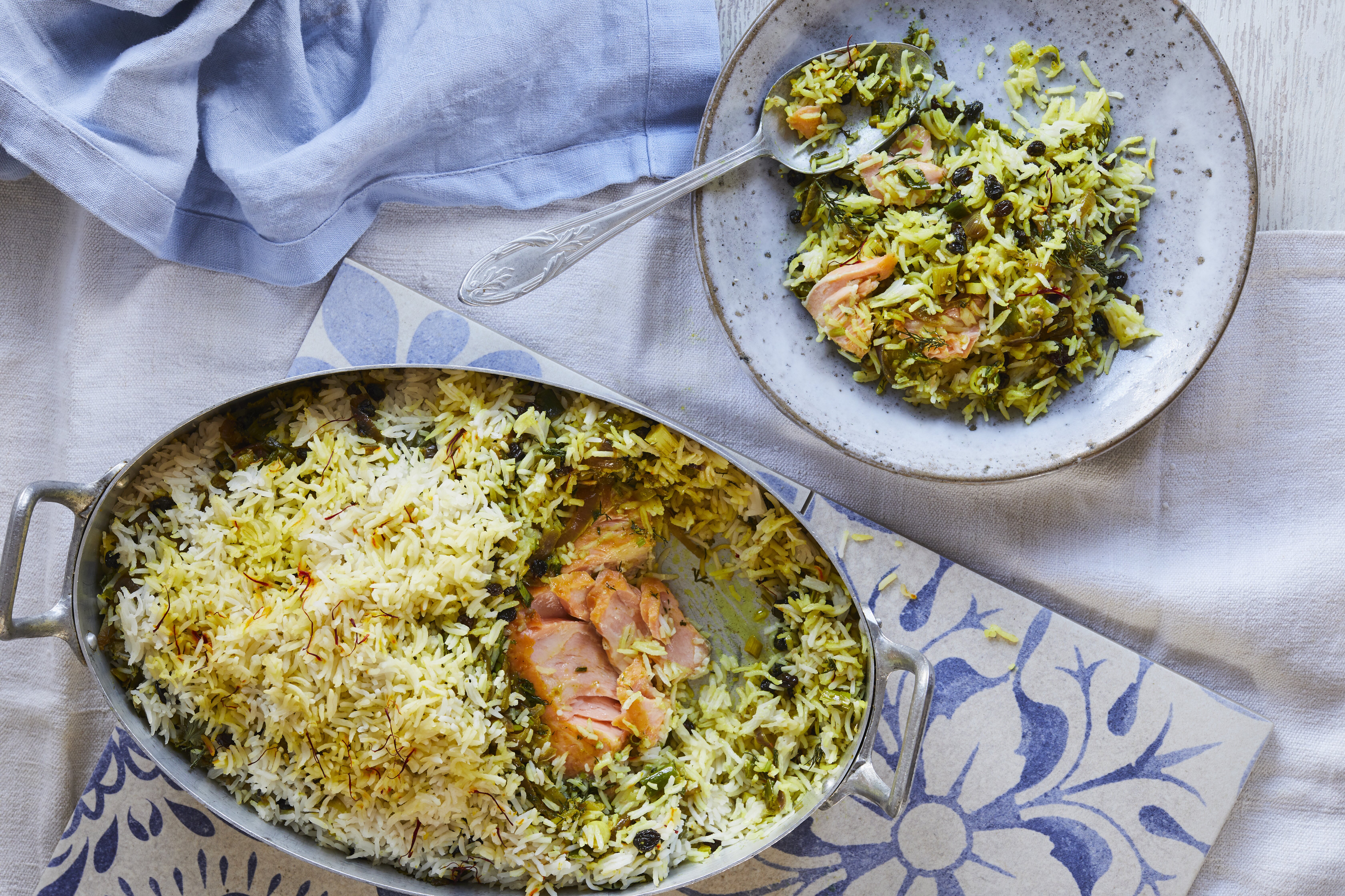 Recipe of the week: Persian-style baked salmon with fragrant rice and fresh herbs