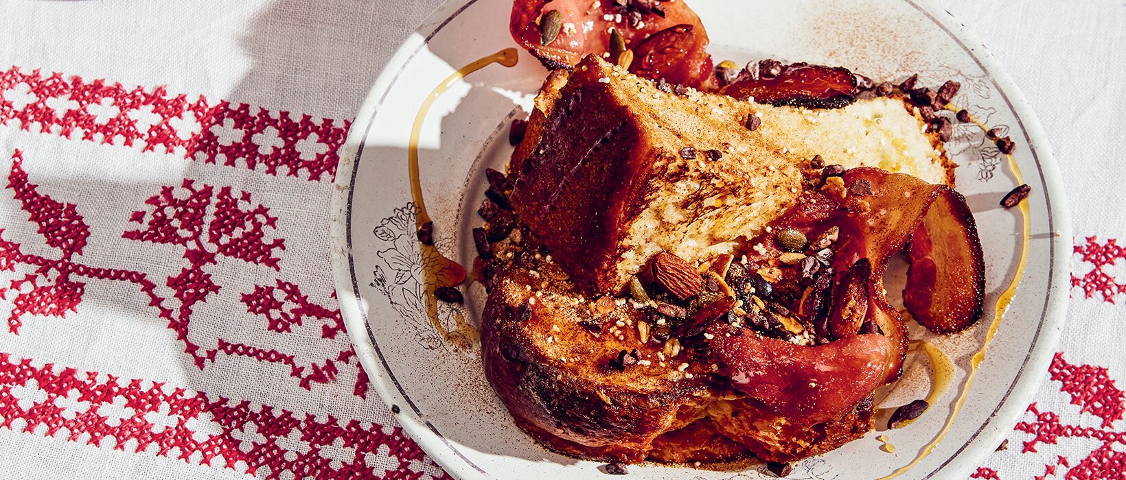 Recipe: French toast with agave, cacao nibs and bacon