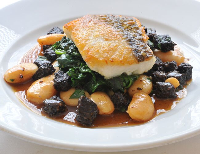 Recipe: Roast hake with black pudding, chorizo and sherry vinegar