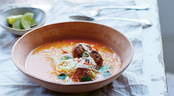 Recipe of the week: Pollock dumplings with coconut and chilli noodle soup