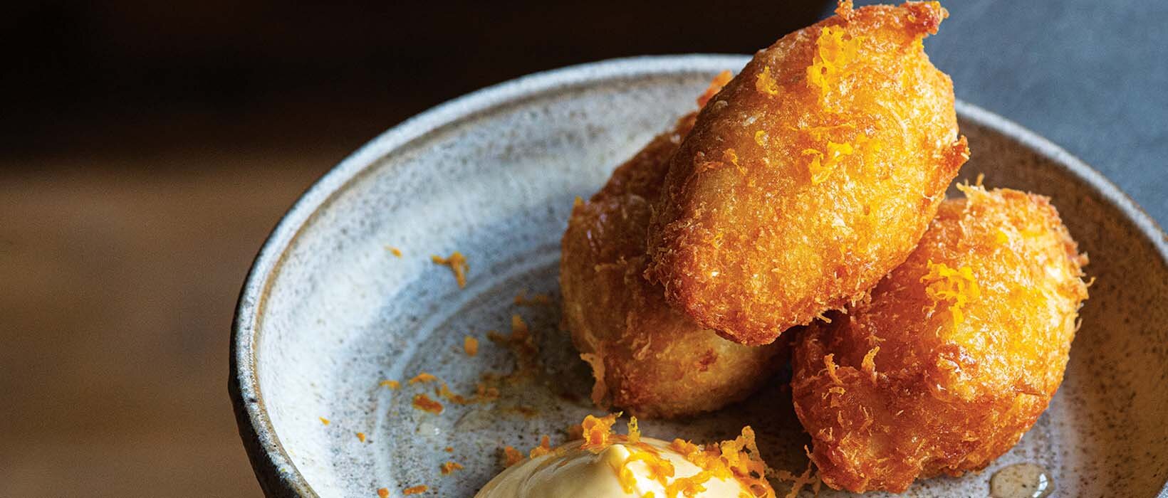 Recipe of the week: Bacalao fritters, orange blossom honey, orange alioli