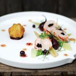 Lobster salad, savoury blackcurrants, by Madalene Bonvini-Hamel