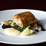 Rabbit en croute with creamed cabbage and turnips, by Madalene Bonvini-Hamel