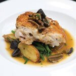 Seasonal Recipe of the Week – Chicken breast with wild mushrooms, cocotte potatoes and tarragon, by Ollie Couillaud