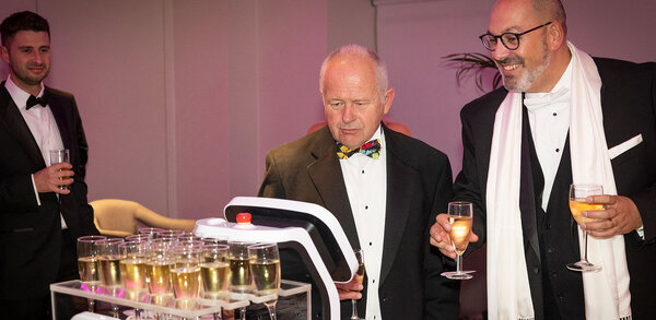 Lolly’s robot waiter serves guests with welcome drinks